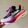 Performance Cushion Running Sneakers – White / Purple / Neon Orange
