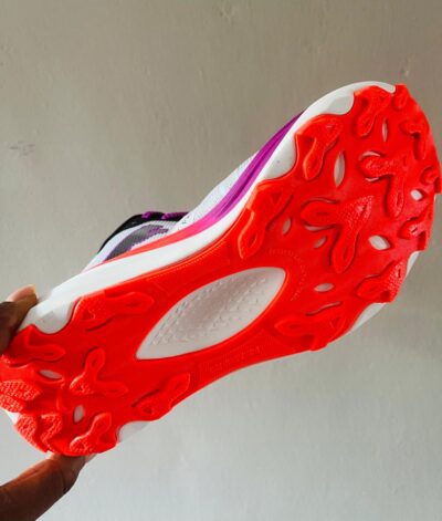 Performance Cushion Running Sneakers – White / Purple / Neon Orange