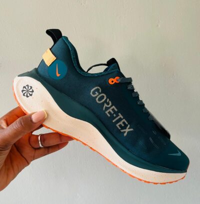 All-Weather Trail Performance Sneakers – Deep Teal / Cream / Orange