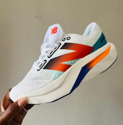 Energy-Cushion Performance Running Sneakers – White / Orange / Teal / Blue