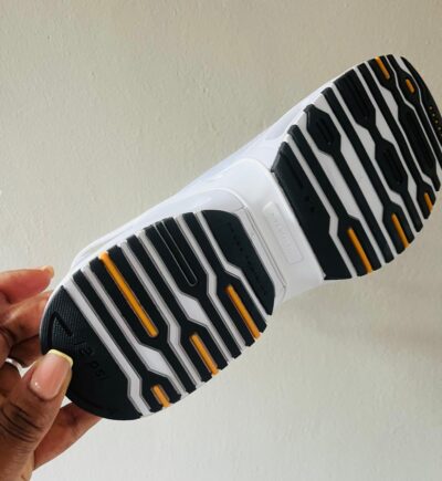 Performance Air-Cushion Running Sneakers – White / Black / Gold Accents